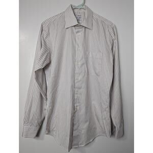 Pronto Uomo Men's 15 1/2 34/35 Striped Non Iron Dress Shirt Button Up Cotton